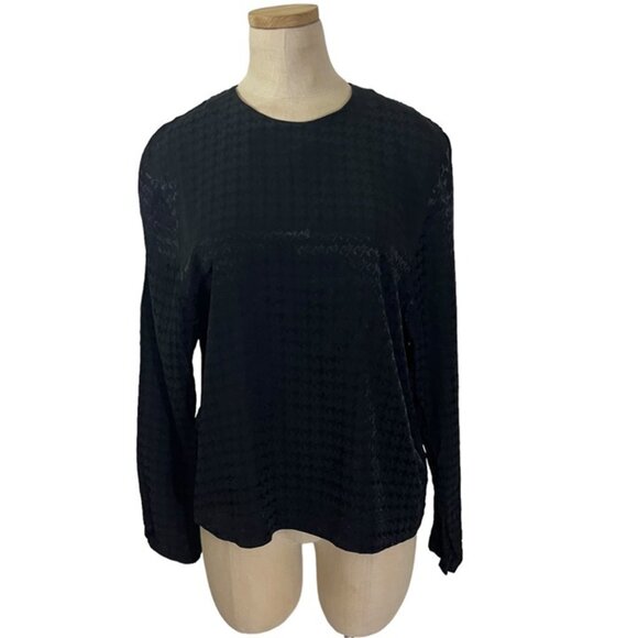 & Other Stories women's blouse 6 black long sleeve houndstooth keyhole back - Picture 1 of 9